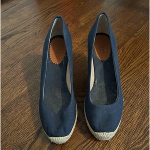 J crew factory canvas wedges. Navy.